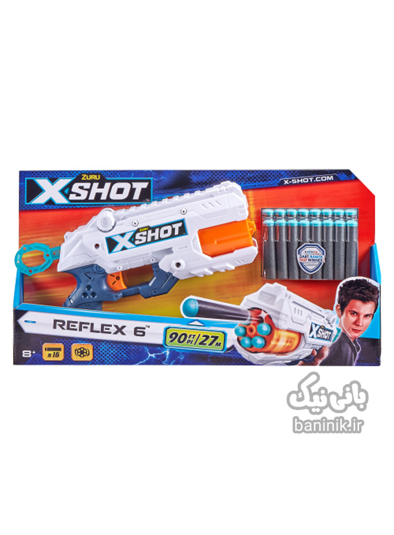 تتفنگ دوقلو X-Shot مدلReflex6،ایکس شات،اکس شات،خرید اسباب بازی در مشهد ،خرید تفنگ ،تفنگ اسباب بازی،اسباب بازی پسرانه Reflex6,xshot,zu
