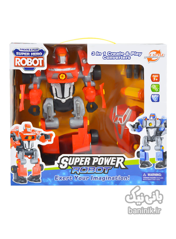 ربات تبدیل شونده به ماشین هیرو super power robot 1504،ماشین اسباب بازی،قیمت و خرید ماشین اسباب بازی،ربات ارزان،ماشین پلاستیکی