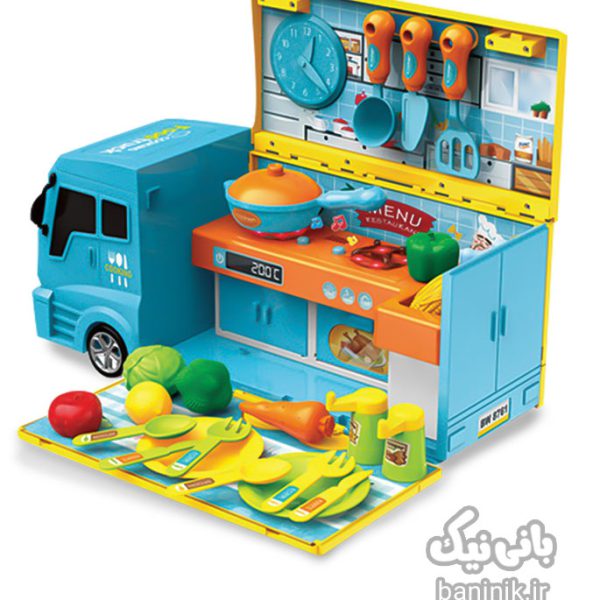 کامیون اسباب بازی آشپزخانه قابل حمل 2 در 1 موزیکال Mobile Kitchen Truck|دخترانه|ماشین بازی،اسباب بازی آشپزخانه،اسباب بازی فروشی در مشهد،کامیون آشپزخانه،بازی غذا فروشی،کامیون اسباب بازی،اسباب بازی دخترانه