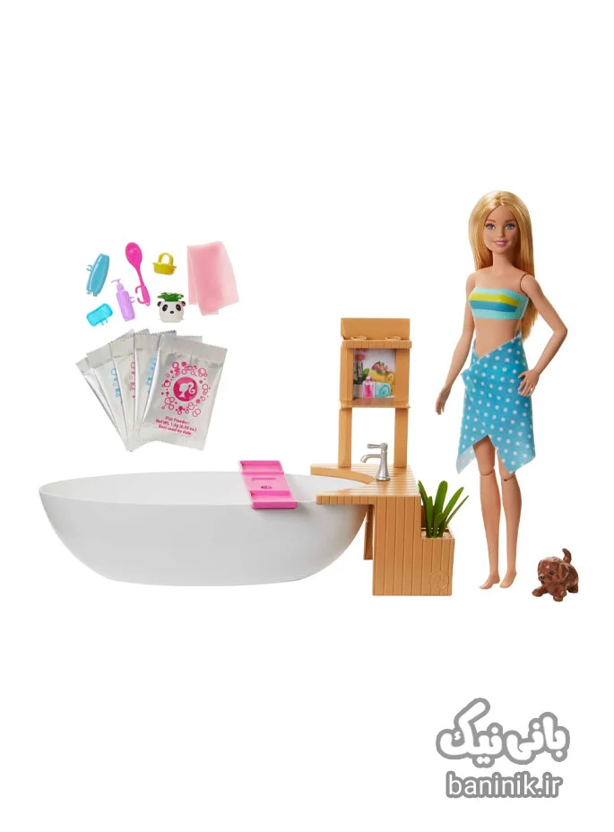 ست اسباب بازی عروسک باربی با وان و وسایل حمام Barbie GJN32|دخترانه،قیمت و خرید عروسک باربی،عروسک باربی جدید،عروسک باربی ساده،قیمت عروسک باربی اورجینال،عروسک barbie،عروسک سیلیکونی،عروسک دخترانه