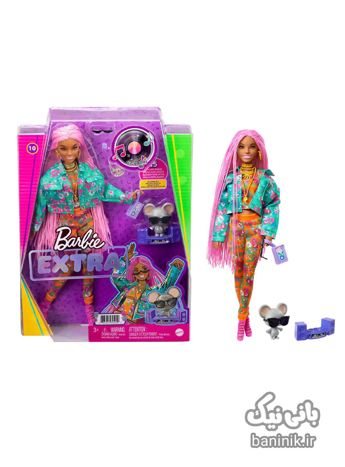 ست اسباب بازی عروسک باربی مفصلی اکسترا مو صورتی Barbie Extra Pink Braids  | دخترانه،قیمت و خرید عروسک باربی،عروسک باربی جدید،عروسک باربی ساده،قیمت عروسک باربی اورجینال،عروسک barbie،عروسک سیلیکونی،عروسک دخترانه
