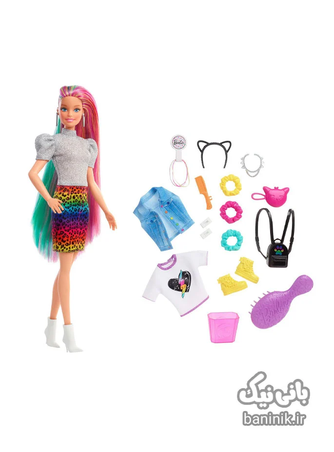 اسباب بازی عروسک باربی مو رنگین کمانی پلنگی Barbie leopard rainbow hair| دخترانه،قیمت و خرید عروسک باربی،عروسک باربی جدید،عروسک باربی ساده،قیمت عروسک باربی اورجینال،عروسک barbie،عروسک سیلیکونی،عروسک دخترانه،قیمت انواع عروسک باربی،عروسک باربی متل