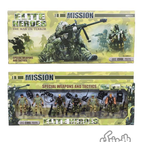 ست ۶ عددی فیگور سرباز با لوازم ELITE HEROES A61-5898