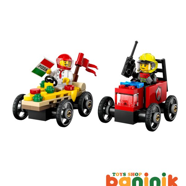 لگو سیتی ماشین‌های مسابقه آتش نشانی و پیتزا 70 قطعه